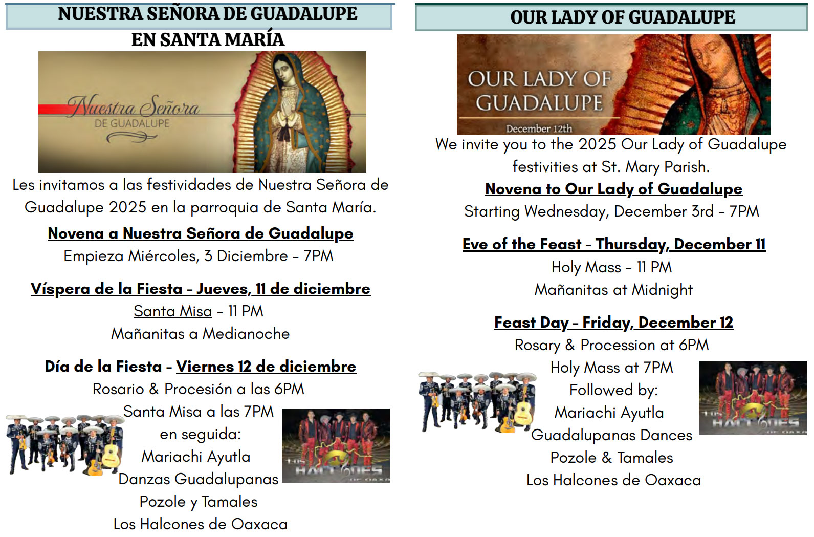 Our Lady of Guadalupe / Nuestra Senora de Guadalupe